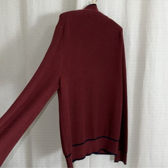 Banana Republic x Mad Men L Burgundy Navy Knit Full Zip Cardigan Sweater - Picture 4 of 13